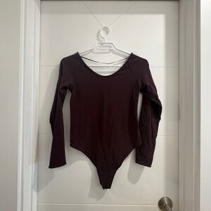 Lululemon Long Sleeve Bodysuit Plum Burgundy Scoop Neck Athletic Yoga Top